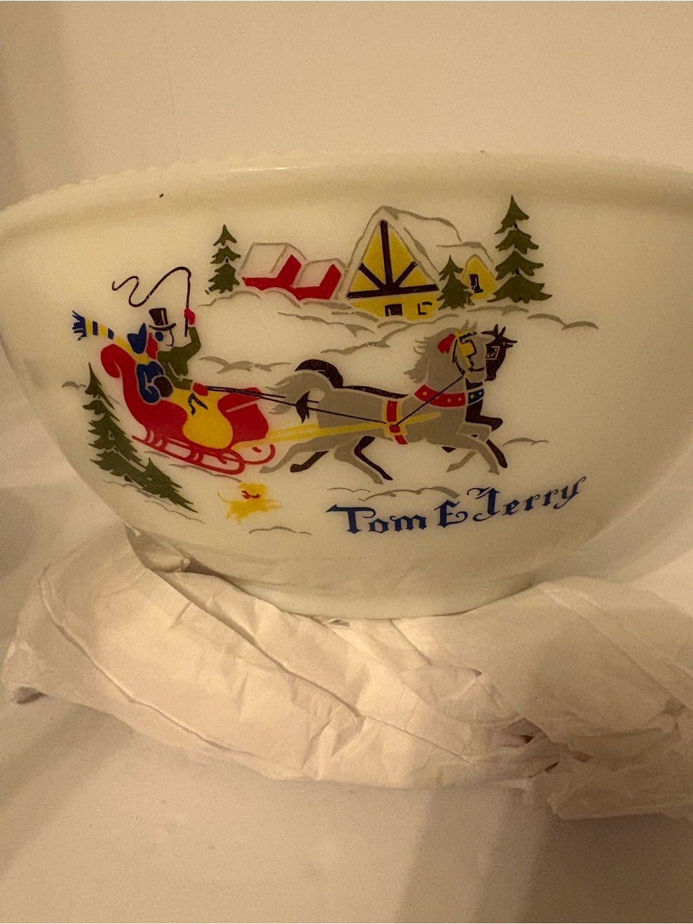 1940’s era, MCKEE, milk glass punch bowl.  Old.